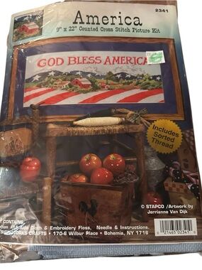 Design Works Crafts God Bless America Counted Cross Stitch Kit, patriotic, flag